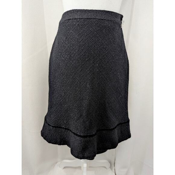 THE GAP! LUXE BLACK NUBBY WOOL BLEND, VELVET RIBBON DETAILED PENCIL SKIRT! SZ 2 - Picture 2 of 7